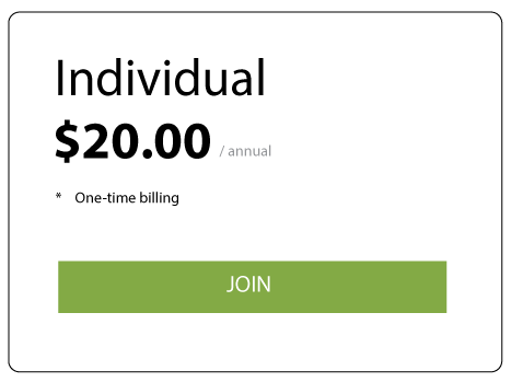 Individual Membership $20/annual One-Time Billing