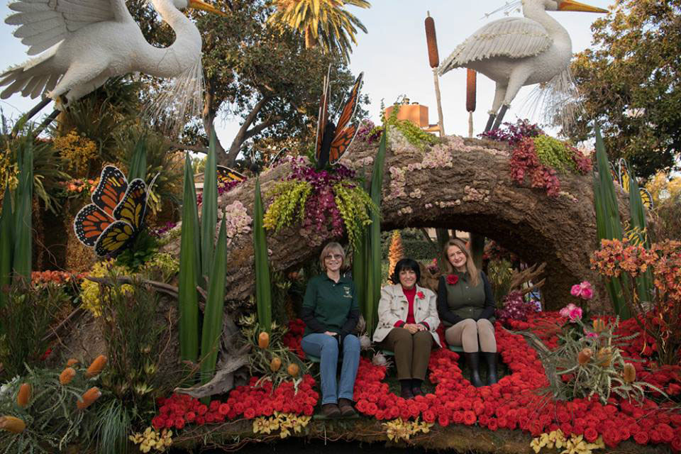 Rose Parade float for City of Torrance with Suzan Hubert, President of Friends of Madrona Marsh Board