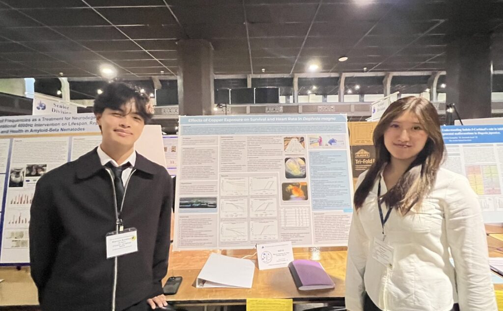 Marcus De Silva and Chelsea Nguyen of West High School in Torrance win honorable mention at LA County Science Fair 2026