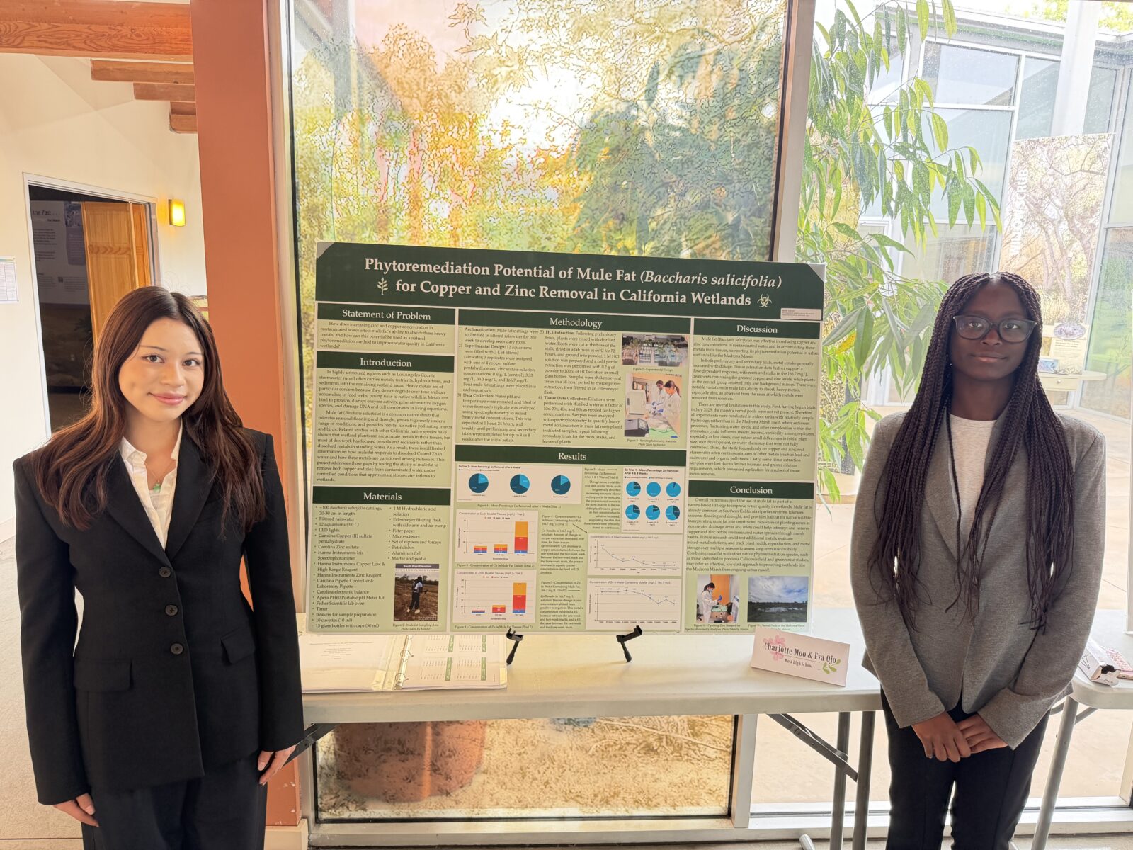 Charlotte Moo & Eva Ojo standing with their Expo display