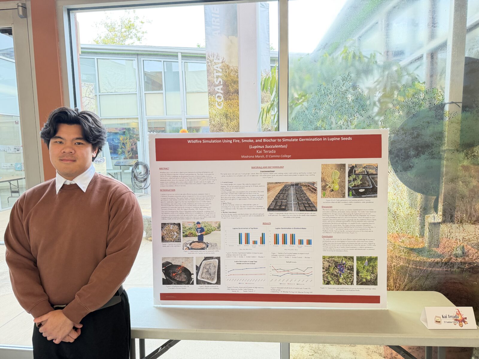 Kai Terada standing with his Expo display