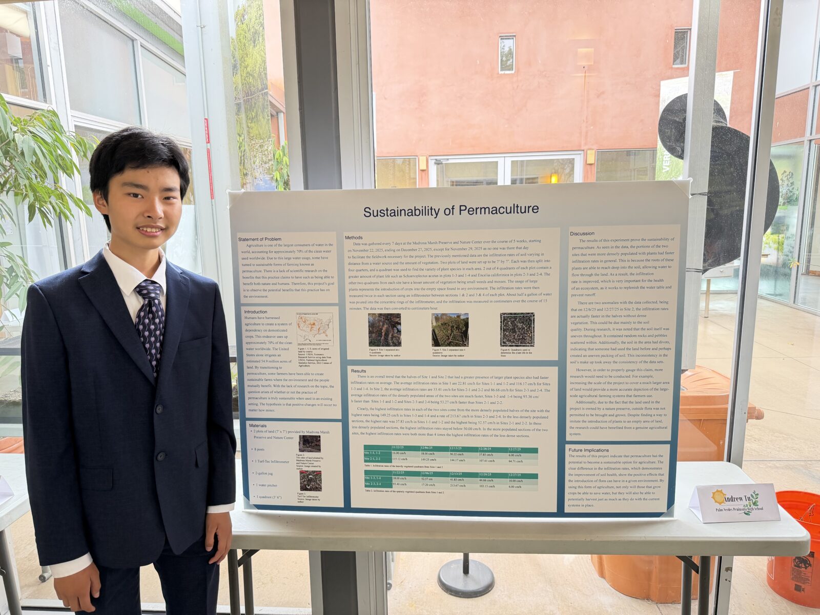 Andrew Tu standing with his Expo display